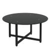 35.5'' Round Whole Black Coffee Table, Clear Coffee TableModern Side Center Tables for Living Room Living Room Furniture view 3
