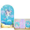 ittsmnt Mermaid Arch Backdrop Covers Under The Sea Theme Arched Background 7.2ft Stand Wall Cover for Birthday Banquet Baby Shower Parties Decorations view 1