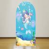 ittsmnt Mermaid Arch Backdrop Covers Under The Sea Theme Arched Background 7.2ft Stand Wall Cover for Birthday Banquet Baby Shower Parties Decorations view 2