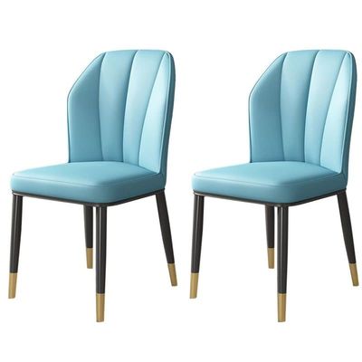 KWOKING Faux Leather Dining Chairs Nordic Style Wingback Side Chair for Dining Room Dining Chair Home Backrest Stool Restaurant Faux Leather Soft Hotel Dining Table Chairs Light Blue Set of 2