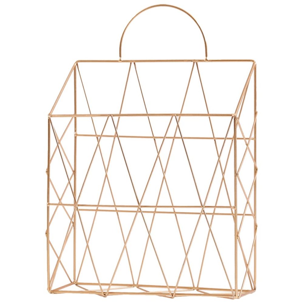 iplusmile Desktop Metal Storage Basket Nordic Style Iron Book Organizer with Handles for Desktop Multi-functional Storage Bin for Magazines