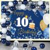 10th Birthday Decorations Backdrop Banner for Boys/Girls Happy 10 Years Old Fabric Sign Poster, Blue Photography Background 10th Birthday Party Supplies, 59"x35.4" view 4
