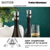 WOTOR Champagne Stoppers Stainless Steel, Prosecco Bottle Stopper with Food Grade Silicone, Reusable Champagne Cork & Saver, Leak proof Keep Fresh (Silver, 2 Pack) view 2
