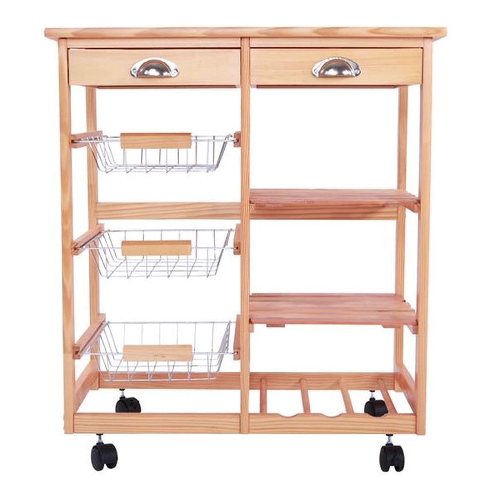 YEMELI Kitchen & Dining Room Cart Removable Storage Rack 2-DrawerStorage Rack with Rolling Wheels (26.37 x 14.57 x 29.53)