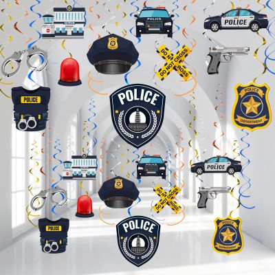 30 Pcs Police Party Hanging Swirls Police Party Decorations Swirls Favors Graduation Decorations Decor for Department Theme Birthday Baby Shower Supplies