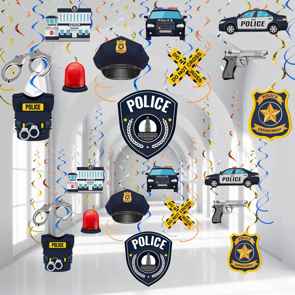 30 Pcs Police Party Hanging Swirls Police Party Decorations Swirls Favors Graduation Decorations Decor for Department Theme Birthday Baby Shower Supplies