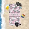 Grey Gray Pink Camo Camouflage Beach Towel Personalized Custom Name Bath Towels for Women Men Kids 30 x 60 Inch view 3