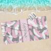 Grey Gray Pink Camo Camouflage Beach Towel Personalized Custom Name Bath Towels for Women Men Kids 30 x 60 Inch view 4
