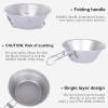 iBasingo 450ml/15oz Titanium Bowl with Folding Handle Portable Lightweight Tableware for Outdoor Camping Picnic Kitchen US-Ti1088T view 4