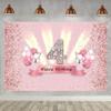4th Birthday Decorations for Girls Happy 4th Birthday Backdrop Banner Party Deco Girl 4 Years Old Anniversary Party Fabric Sign Poster Pink Photo Background 4th Birthday Party Supplies, 59"x35.4" view 1