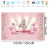 4th Birthday Decorations for Girls Happy 4th Birthday Backdrop Banner Party Deco Girl 4 Years Old Anniversary Party Fabric Sign Poster Pink Photo Background 4th Birthday Party Supplies, 59"x35.4" view 2