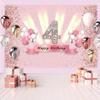 4th Birthday Decorations for Girls Happy 4th Birthday Backdrop Banner Party Deco Girl 4 Years Old Anniversary Party Fabric Sign Poster Pink Photo Background 4th Birthday Party Supplies, 59"x35.4" view 3