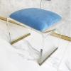 QQXX Acrylic Stool with Velvet Padded Seat,Clear Acrylic Nightstand Square End Table Side Table,Modern Small Step Stool Short Stool Makeup Room Vanity Stool(Small, Blue) view 1
