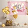 10th Birthday Decorations for Girls Happy 10th Birthday Backdrop Banner Party Deco Girl 10 Years Old Anniversary Par ty Fabric Sign Poster Pink Photo Background Part y Supplies, 59"x35.4" view 3