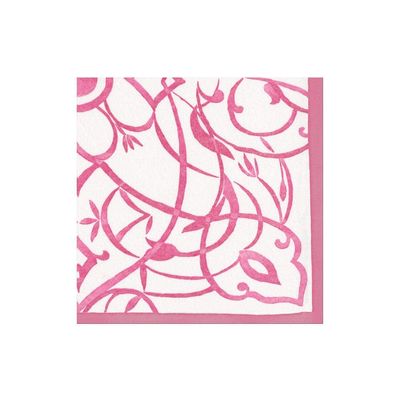 Caspari Algarve Paper Linen Cocktail Napkins in Fuchsia - 15 Per Package