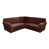 5 Seats L Shape Velvet Stretch Recliner Corner Sofa Cover, Corner Sofa Covers for Sectional Sofa Set, for Reclining L Shape Sofa Slipcovers Thick,Soft,Washable Durable Furniture Protector (L-5-Brown) view 1