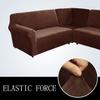 5 Seats L Shape Velvet Stretch Recliner Corner Sofa Cover, Corner Sofa Covers for Sectional Sofa Set, for Reclining L Shape Sofa Slipcovers Thick,Soft,Washable Durable Furniture Protector (L-5-Brown) view 3