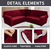 5 Seats L Shape Velvet Stretch Recliner Corner Sofa Cover, Corner Sofa Covers for Sectional Sofa Set, for Reclining L Shape Sofa Slipcovers Thick,Soft,Washable Durable Furniture Protector (L-5-Claret) view 2