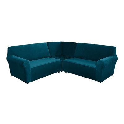 5 Seats L Shape Velvet Stretch Recliner Corner Sofa Cover,Corner Sofa Covers for Sectional Sofa Set for Reclining L Shape Sofa Slipcovers Thick,Washable Durable Furniture Protector (L-5-Deep Blue)