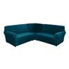 5 Seats L Shape Velvet Stretch Recliner Corner Sofa Cover,Corner Sofa Covers for Sectional Sofa Set for Reclining L Shape Sofa Slipcovers Thick,Washable Durable Furniture Protector (L-5-Deep Blue) view 1
