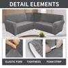 5 Seats L Shape Velvet Stretch Recliner Corner Sofa Cover, Corner Sofa Covers for Sectional Sofa Set, for Reclining L Shape Sofa Slipcovers Thick,Soft,Washable Durable Furniture Protector (L-5-Grey) view 2