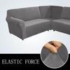 5 Seats L Shape Velvet Stretch Recliner Corner Sofa Cover, Corner Sofa Covers for Sectional Sofa Set, for Reclining L Shape Sofa Slipcovers Thick,Soft,Washable Durable Furniture Protector (L-5-Grey) view 3