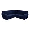 5 Seats L Shape Velvet Stretch Recliner Corner Sofa Cover, Corner Sofa Covers for Sectional Sofa Set, for Reclining L Shape Sofa Slipcovers Thick,Soft,Washable Durable Furniture Protector (L-5-Navy) view 1