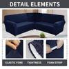 5 Seats L Shape Velvet Stretch Recliner Corner Sofa Cover, Corner Sofa Covers for Sectional Sofa Set, for Reclining L Shape Sofa Slipcovers Thick,Soft,Washable Durable Furniture Protector (L-5-Navy) view 2