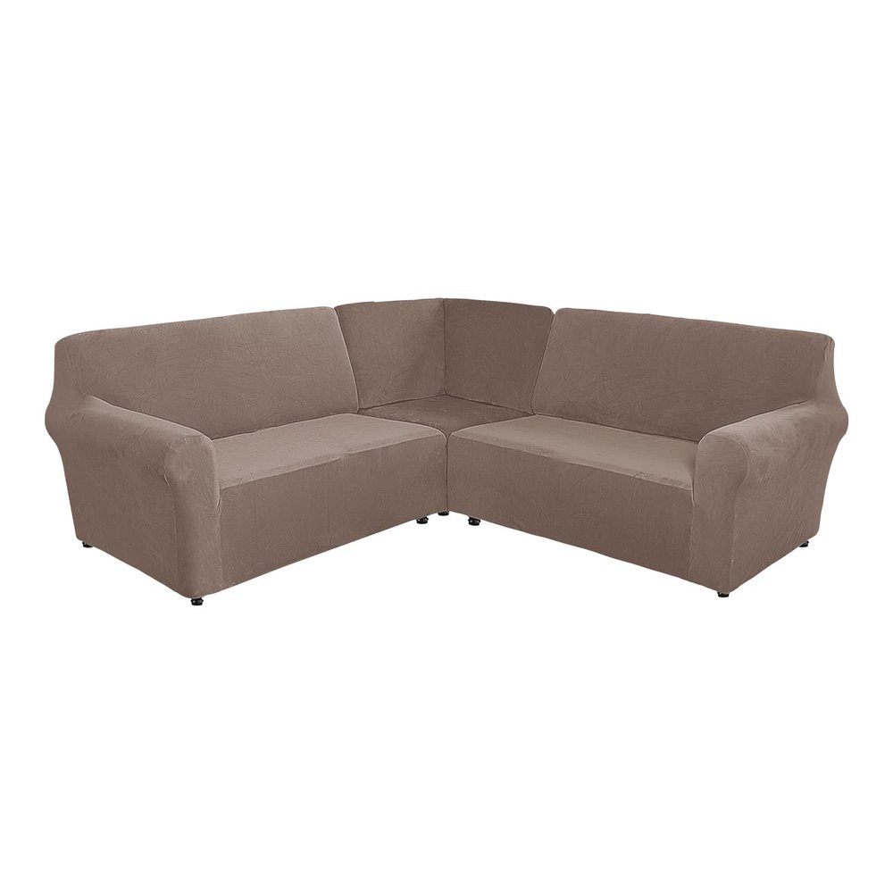 7 Seats L Shape Velvet Stretch Recliner Corner Sofa Cover,Corner Sofa Covers for Sectional Sofa Set for Reclining L Shape Sofa Slipcovers Thick, Washable Durable Furniture Protector (L-7-Light Brown)