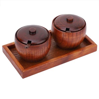 2pcs Wood Seasoning Storage Box Set,Salt Condiment Spice Containers for Kitchen,Seasoning Storage Box, Seasoning Storage Container, Wood Spice Container,Spice Box Set Kitchen Tool