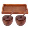 2pcs Wood Seasoning Storage Box Set,Salt Condiment Spice Containers for Kitchen,Seasoning Storage Box, Seasoning Storage Container, Wood Spice Container,Spice Box Set Kitchen Tool view 3