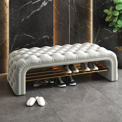 QQXX Luxurious Button End of Bed Bench,Velvet Bench with Storage,Comfy Upholstered Entryway Bench Bedroom Bench,Modern Shoe Bench Tufted Shoe Storage Bench(31inch, Light Gray)