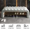 QQXX Luxurious Button End of Bed Bench,Velvet Bench with Storage,Comfy Upholstered Entryway Bench Bedroom Bench,Modern Shoe Bench Tufted Shoe Storage Bench(31inch, Light Gray) view 2