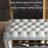 QQXX Luxurious Button End of Bed Bench,Velvet Bench with Storage,Comfy Upholstered Entryway Bench Bedroom Bench,Modern Shoe Bench Tufted Shoe Storage Bench(31inch, Light Gray) view 4