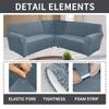 5 Seats L Shape Velvet Stretch Recliner Corner Sofa Cover,Corner Sofa Covers for Sectional Sofa Set,for Reclining L Shape Sofa Slipcovers Thick,Soft,Washable Durable Furniture Protector(L-5-Gray Blue) view 2