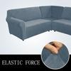 5 Seats L Shape Velvet Stretch Recliner Corner Sofa Cover,Corner Sofa Covers for Sectional Sofa Set,for Reclining L Shape Sofa Slipcovers Thick,Soft,Washable Durable Furniture Protector(L-5-Gray Blue) view 3