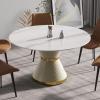 53" Round Dining Table, White Sintered Stone Tabletop and Carbon Steel Base, Modern Dining Room Table for 4-6, Luxurious Kitchen Table for Home Office Restaurant (Not Include Chair) view 1