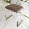 QQXX Acrylic Stool with Velvet Padded Seat,Clear Acrylic Nightstand Square End Table Side Table,Modern Small Step Stool Short Stool Makeup Room Vanity Stool(Large, Brown) view 1