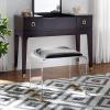 QQXX Acrylic Stool with Velvet Padded Seat,Clear Acrylic Nightstand Square End Table Side Table,Modern Small Step Stool Short Stool Makeup Room Vanity Stool(Large, Brown) view 4