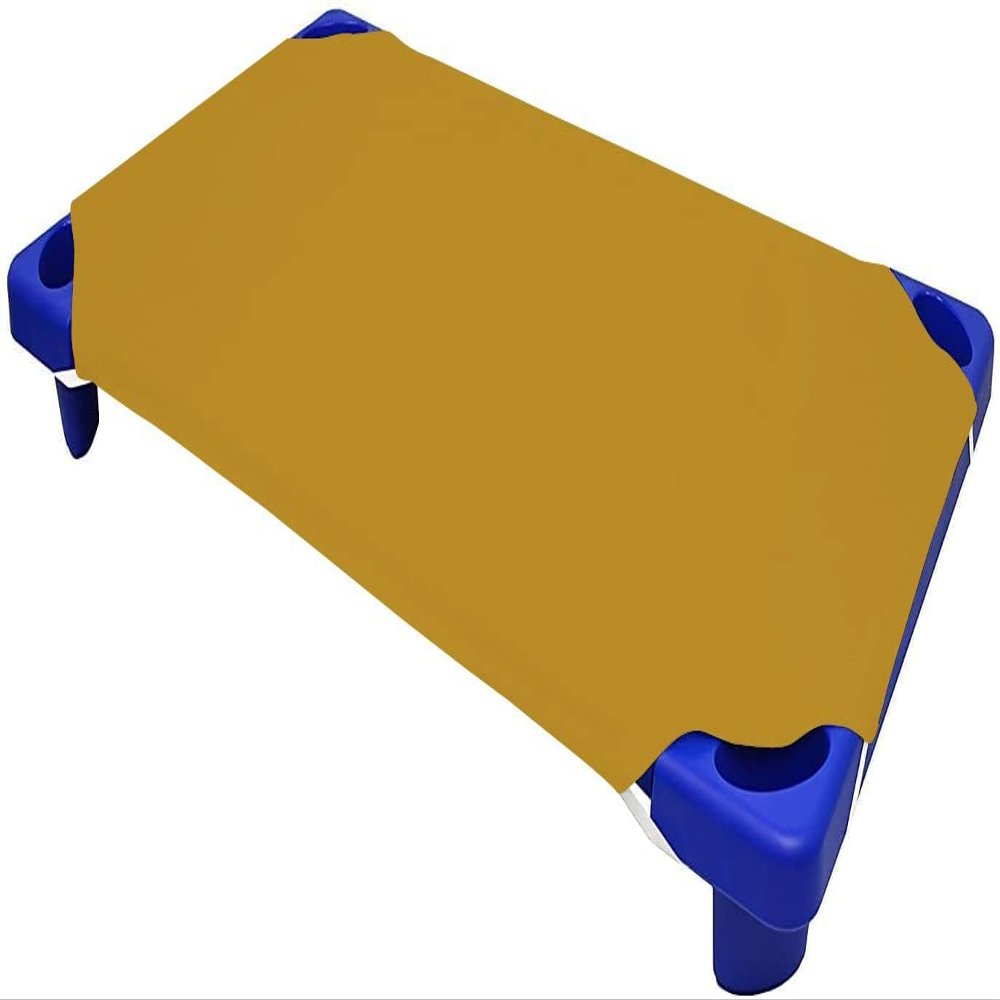 Daycare Cot Sheets for Toddler and Preschool- Corner Elastic Loops - Cot Bed Fitted Sheet - 100% Egyptian Cotton Surface, Pack of 12 (23" W X 47" L) - Golden
