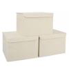 Bagnizer Large 42 Quarts Collapsible Stackable Storage Bins Cube with Lids [3-Pack] Foldable Fabric Linen Storage Boxes, Closet Organizer Baskets with Label for Home (16.7 x 12 x 12, Beige) view 1