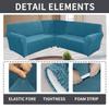 5 Seats L Shape Velvet Stretch Recliner Corner Sofa Cover, Corner Sofa Covers for Sectional Sofa Set, for Reclining L Shape Sofa Slipcovers Thick,Washable Durable Furniture Protector(L-5-Peacock Blue) view 2