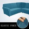 5 Seats L Shape Velvet Stretch Recliner Corner Sofa Cover, Corner Sofa Covers for Sectional Sofa Set, for Reclining L Shape Sofa Slipcovers Thick,Washable Durable Furniture Protector(L-5-Peacock Blue) view 3