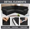 5 Seats L Shape Velvet Stretch Recliner Corner Sofa Cover, Corner Sofa Covers for Sectional Sofa Set, for Reclining L Shape Sofa Slipcovers Thick,Soft,Washable Durable Furniture Protector (L-5-Black) view 2