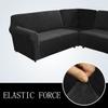 5 Seats L Shape Velvet Stretch Recliner Corner Sofa Cover, Corner Sofa Covers for Sectional Sofa Set, for Reclining L Shape Sofa Slipcovers Thick,Soft,Washable Durable Furniture Protector (L-5-Black) view 3
