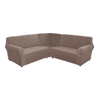 5 Seats L Shape Velvet Stretch Recliner Corner Sofa Cover,Corner Sofa Covers for Sectional Sofa Set for Reclining L Shape Sofa Slipcovers Thick, Washable Durable Furniture Protector (L-5-Light Brown)