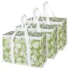 Bodaon 3-Pack Insulated Reusable Grocery Shopping Bags, X-Large Picnic Cooler Bag with Secure Top Cold, Green-Leaf view 1