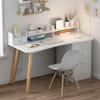 KWOKING Writing Desk 19.69'Wide Drawers Computer Desk Bedroom Junior High School Students Writing Learning Small Apartment Desk White (2 Drawers, 1 Cabinet, 1 Exterior Shelf) 39" L x 20" W x 37" H view 1