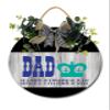 KPSheng Dad Happy Fathers Day Wooden Front Door Sign Rustic Round Wreath Wall Hanger Porch Decor Spring and Summer Farmhouse Decoration Housewarming Gift 12 Inches view 1