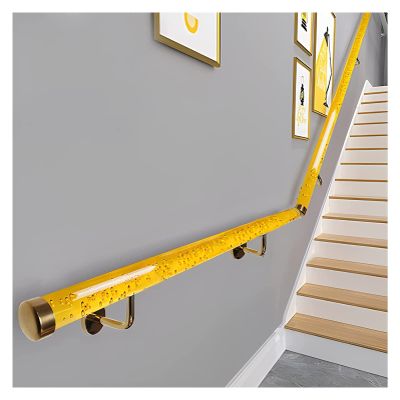 Grab Bars Handrails for Indoor Stairs, 3 Foot/ 4 Ft/ 5 Feet/ 6Ft Long, Clear Acrylic Grab Bar with Gold Bracket, Elderly Disabled Barrier-Free Armrest/Clear/2M/3.9Ft ( Color : Natural , Size : 2M/3.9F